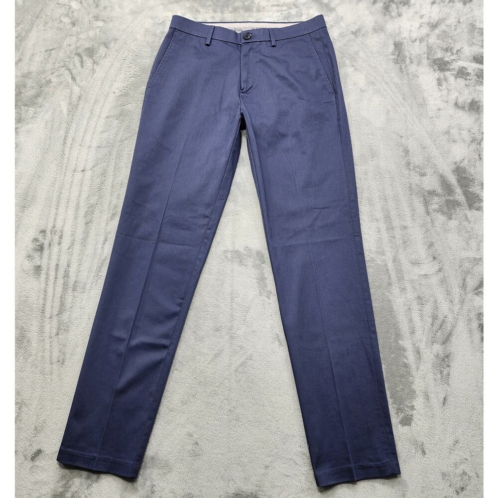 HAGGAR Pants‎ Mens 30X32 Blue Iron Free Premium Khaki Slim Straight Fit Stretch